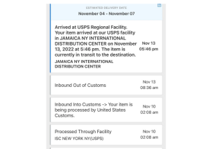 Package Stuck at USPS Facility Jamaica NY International Distribution Center