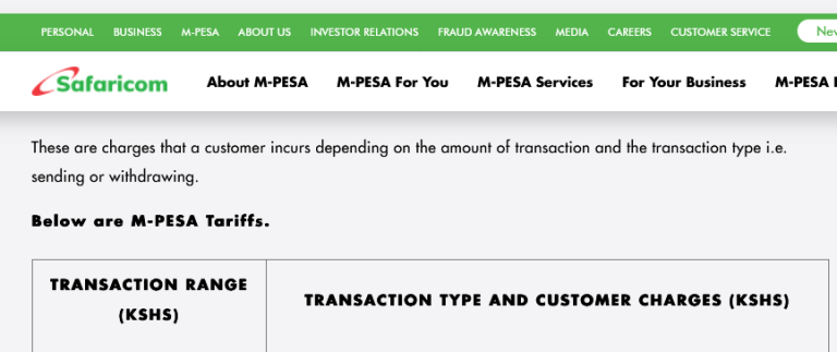 New Safaricom M-PESA Charges / Paybill Charges Kenya