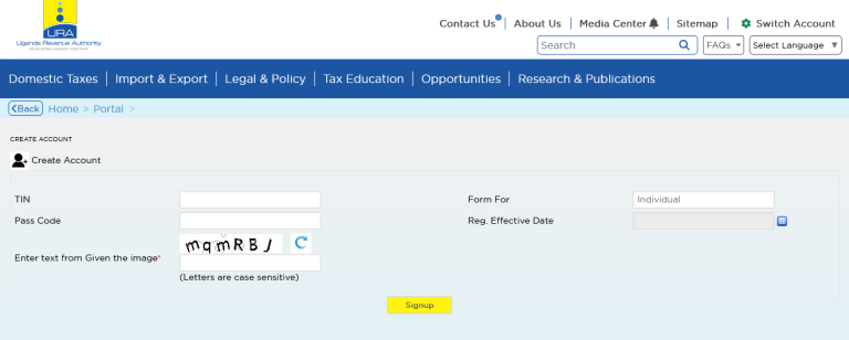 How To Create Your URA Taxpayer Account