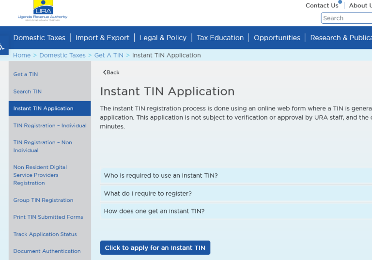 How To Get A URA Instant TIN Number