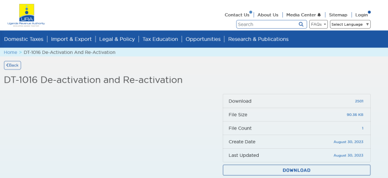 How to Reactivate a Deactivated URA TIN In Uganda