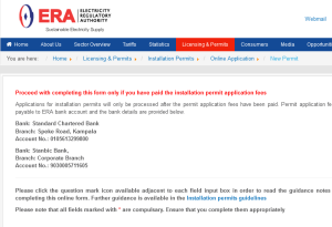 ERA Permit Class A, B, C, D, X, Z Installation Application