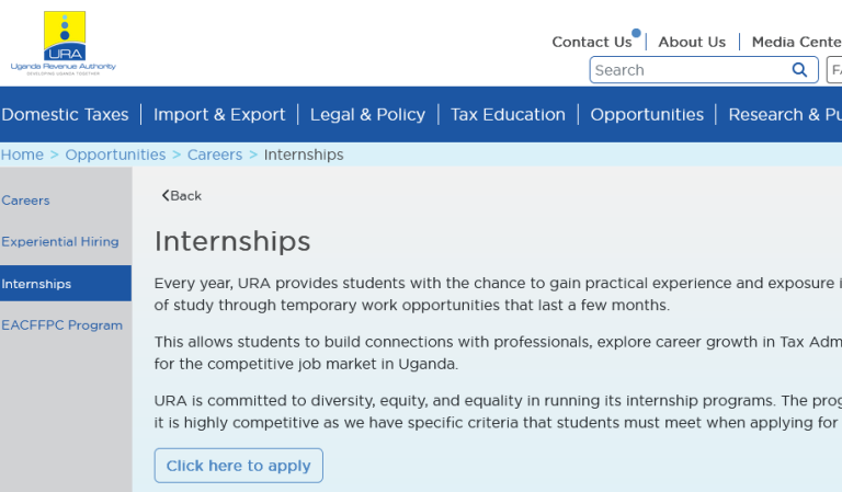 New URA Internship Opportunities in Uganda