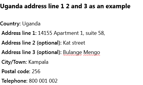 How To Fill Address Line 1 2 And 3 With Uganda Example