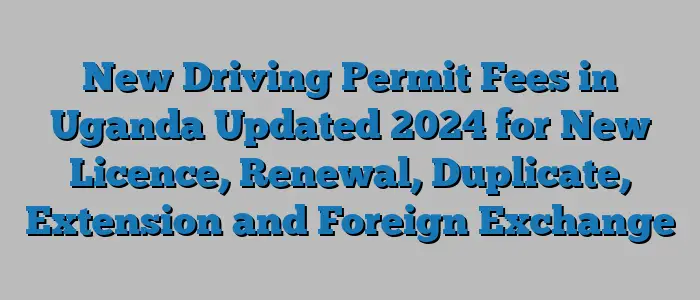 New Driving Permit Fees in Uganda Updated 2024 for New Licence, Renewal, Duplicate, Extension and Foreign Exchange