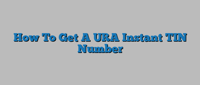 How To Get A URA Instant TIN Number