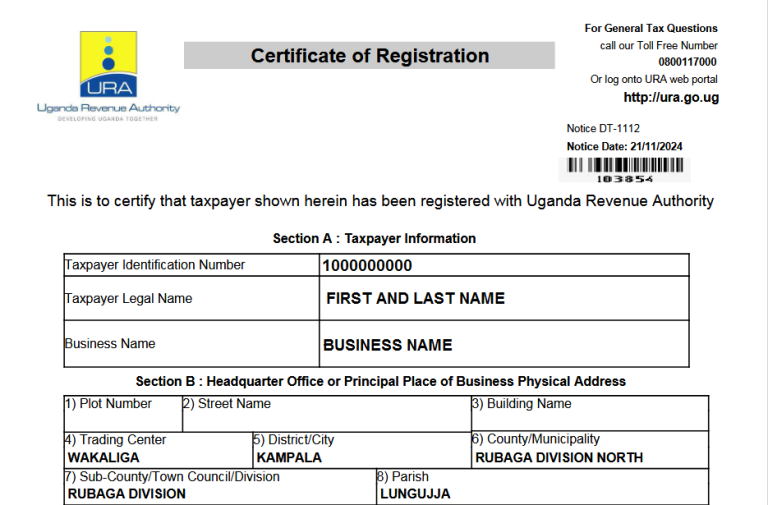 How To Print URA TIN Certificate Online