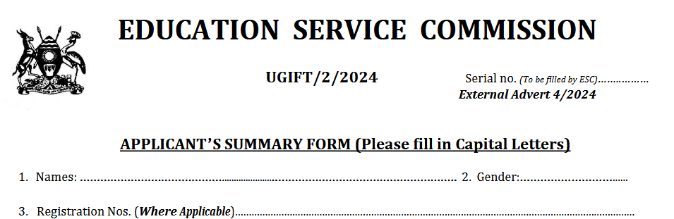 ESC summary form