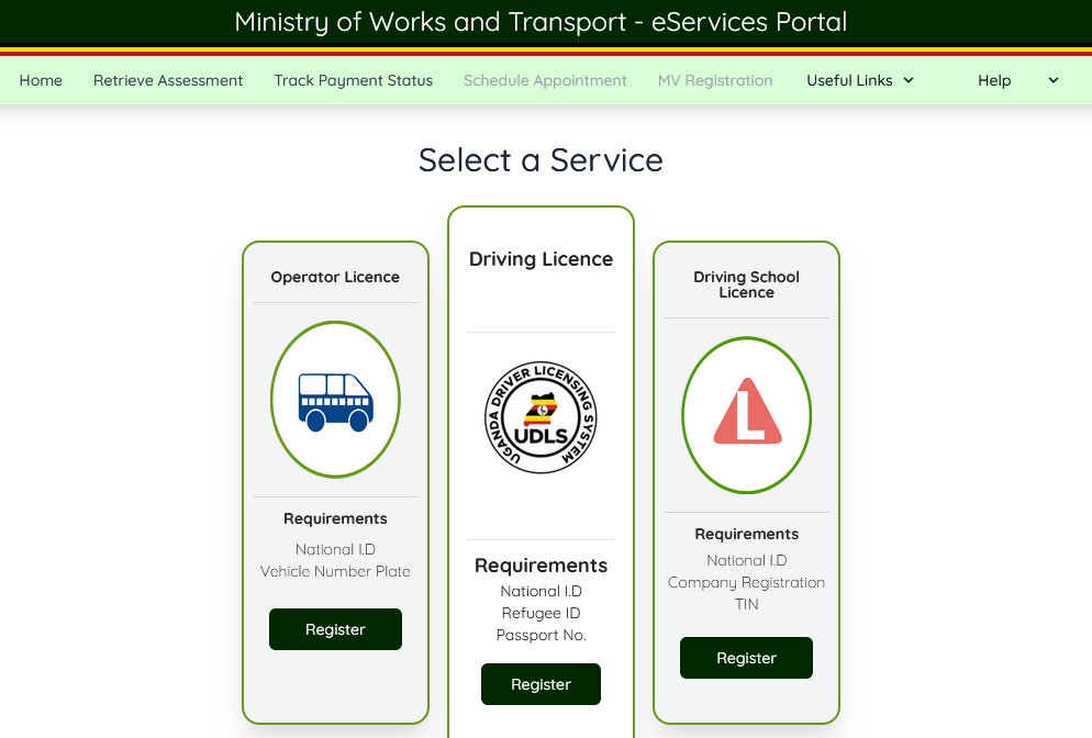 Ministry of Works and Transport eServices Portal